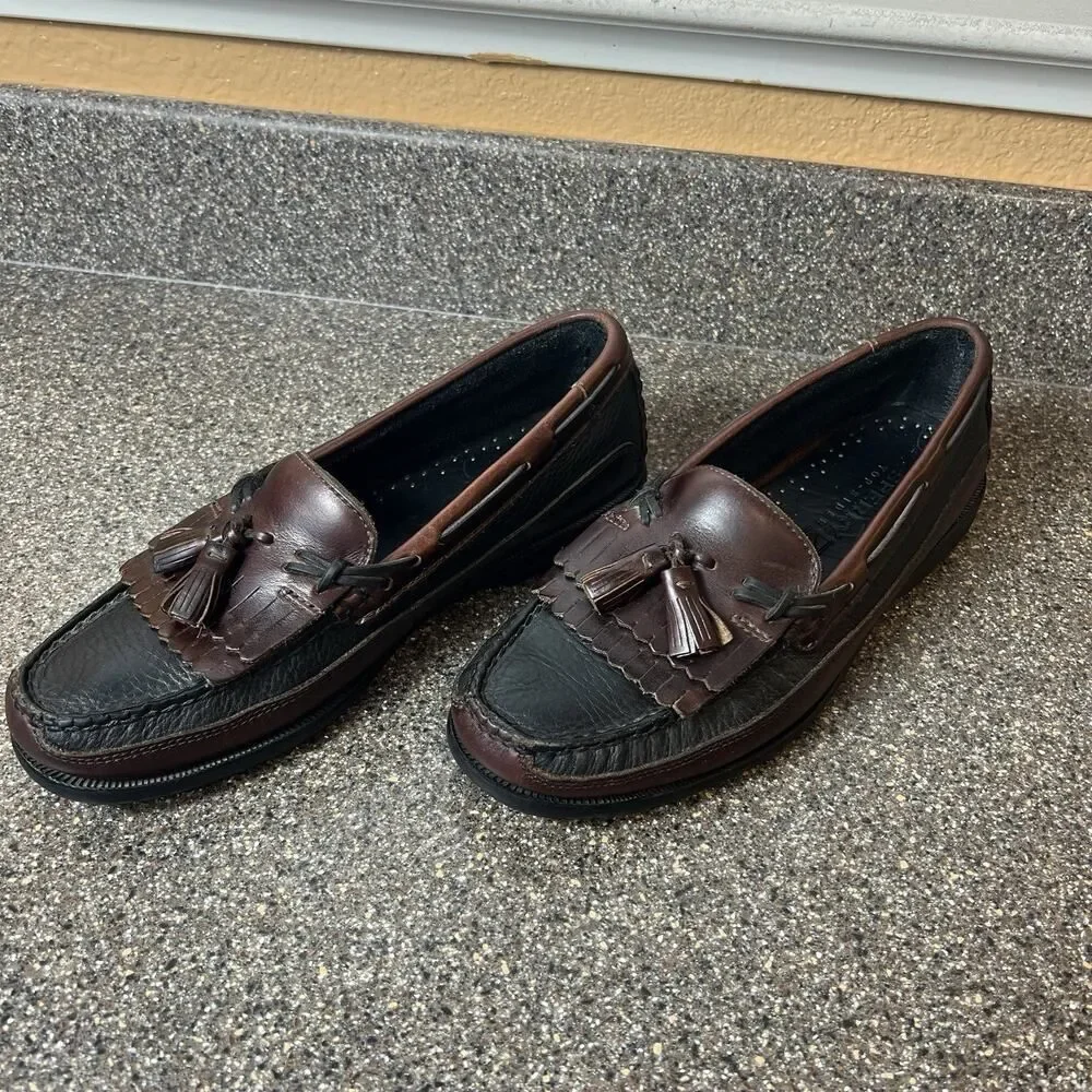 Sperry Top-Sider Men 8.5M Black/Brown Leather Loafer Comfort Casual Slip On Shoe